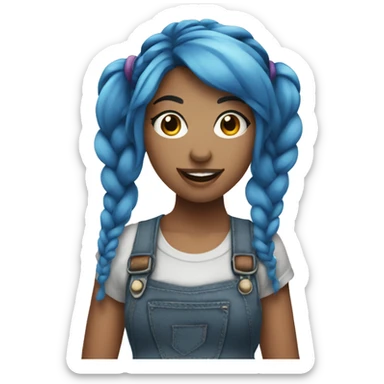 A singer girl with blue hair and pigtails sticker