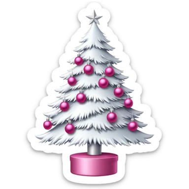 white Christmas tree with pink ornaments sticker