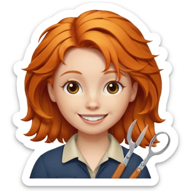 ginger girl whit a scissours in te hair sticker