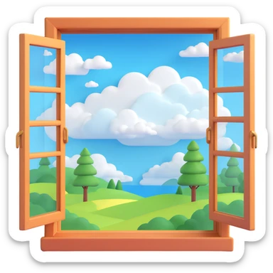 a big full width/height window with a idyllic scenery skylight and clouds visible sticker