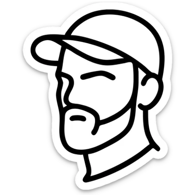 Virat Kohli, minimalistic icon, recognizable beard and hairstyle, cricket cap, simple color palette sticker