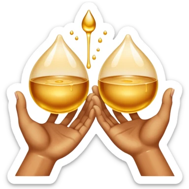 Golden liquid around the enjoying hands sticker