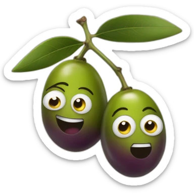 stack of two olives but one is feeling weird sticker