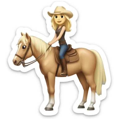 Blonde girl riding palomino horse sticker