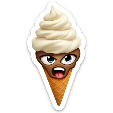 super angry face ice cream cone sticker