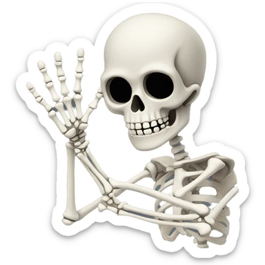 skeleton raising right hand, shown from the shoulders up sticker