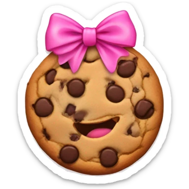 chocolate chip cookie with a pink bow wrapped around it sticker