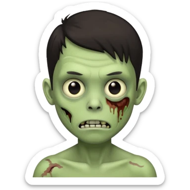 light green zombie boy emoji with dark medium hair sticker