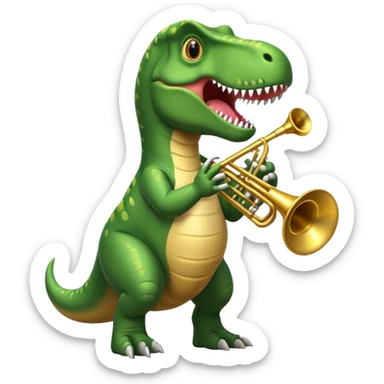 A TRex playing a trumpet sticker