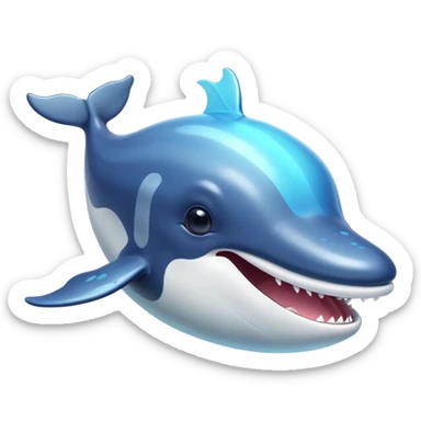 Cinematic Comical Humpback Whale Portrait Emoji, Head tilted dramatically with an exaggeratedly shocked expression, featuring a massive yet graceful body with wide, comically expressive eyes full of playful disbelief and animated pectoral fins, Simplified yet hilariously expressive features, highly detailed, glowing with a slightly sassy oceanic glow, high shine, dramatic yet playful, stylized with an air of cheeky marine mischief, soft glowing outline, capturing the essence of a meme-worthy humpback whale that looks ready to make waves with its hilariously dramatic antics! sticker