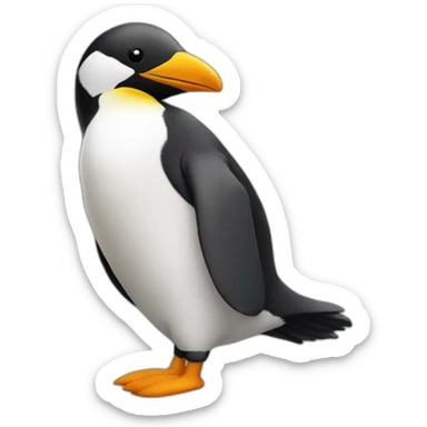 Pingouin qui fait un câlin à un chat sticker