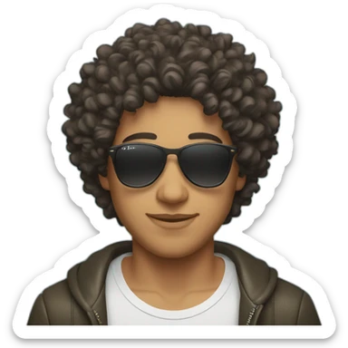 latin young man with curly hair and ray ban sunglass sticker