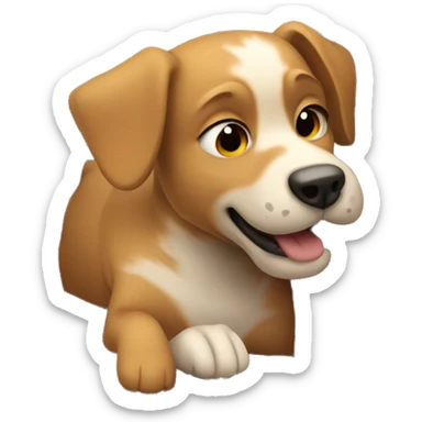 a dog breaking a brick wall sticker