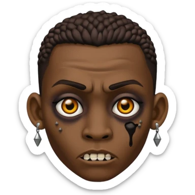 Zumbi man, black eye, studded earrings on both ears sticker