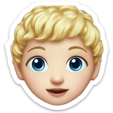 Baby face with blue eyes in a strawberry sticker