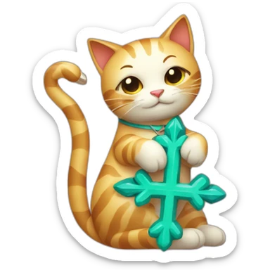 Chinese cat hugging Caduceus sticker