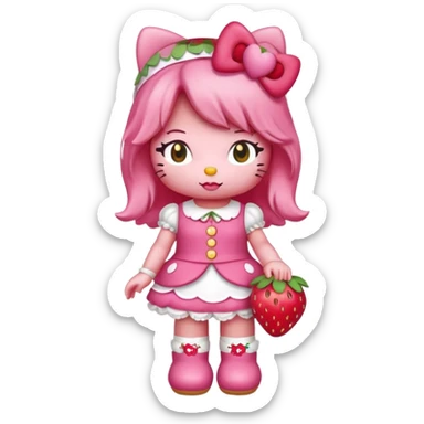 hello kitty strawberry shortcake full body sticker