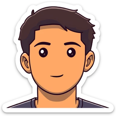 close-up of man face only with medium eyes, medium light skin tone, dark hair, no neck visible, just the face sticker