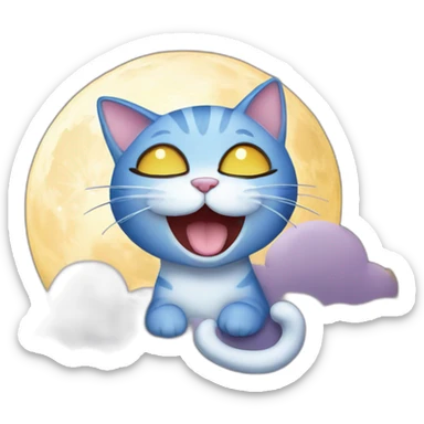 Cat and smiling moon sticker