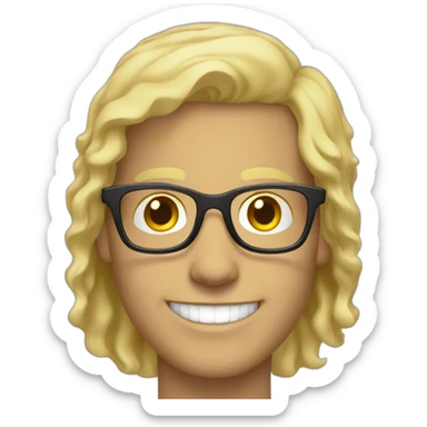 Blonde white man curved glasses smiling sticker