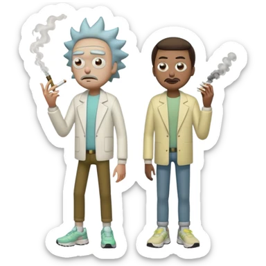 Rick et mortie avec une paire de chaussure  nike tn qui fumme des puff 9k sticker