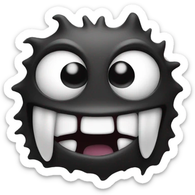 takes the appearance of a black and white monster with eyes sticking out the side and an open mouth showing its tongue sticker