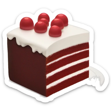 Dark red cake cake slice with white frosting layers dollops of frosting on top  sticker
