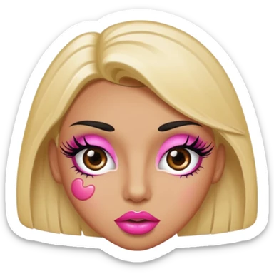 Standard emoji with pink pout lips and thick eyelashes sticker