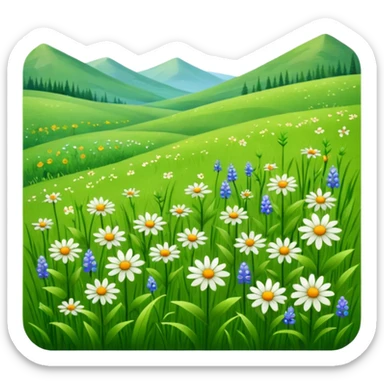 simple grassy field with a few flowers sticker