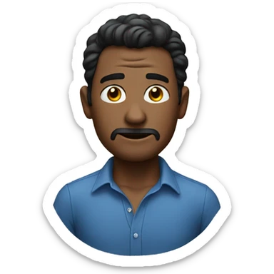 man waering blue unbuttoned shirt sticker