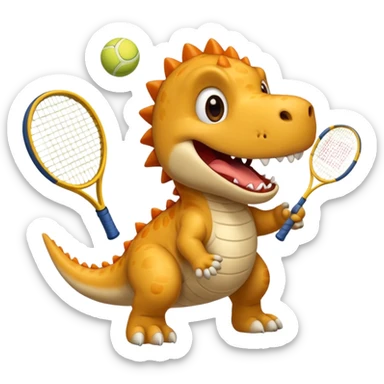 Un chien qui joue au tennis contre un dinosaure sticker