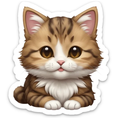 dark brown tabby and white kitten in funny positions with eyes closed sticker