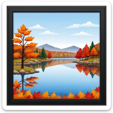 Beautiful lake during the fall made of felt, scrapbooking sticker