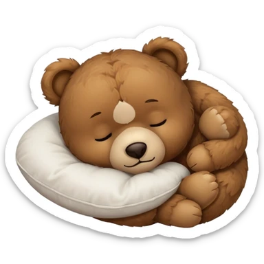 Cute teddy bear sleeping on a white pillow sticker