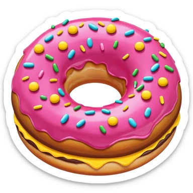Chocolate donut. Pink icing and YELLOW sprinkles sticker