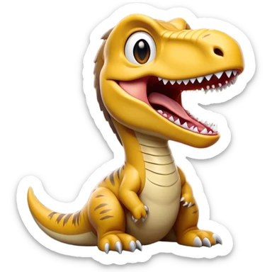 Cinematic Cute Yawning jurassic park Velociraptor Portrait Emoji, Head tilted slightly with a dramatic, wide-open yawn, showcasing a lean, powerful body with a relaxed snout and sleepy, half-closed eyes that hint at both ferocity and fatigue, Simplified yet irresistibly cute features, highly detailed, glowing with a soft, cozy prehistoric glow, high shine, relaxed yet expressive, stylized with a hint of whimsical ancient ease, soft glowing outline, capturing the essence of a drowsy yet endearing jurassic park Velociraptor that appears ready to stretch and yawn its way out of the screen! sticker