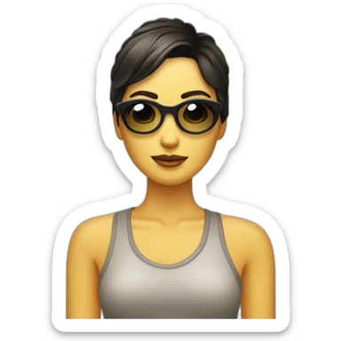 Chica con gafas flequillo morena sticker
