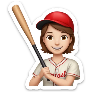 Smiling baseball bat holding a baseball bat sticker