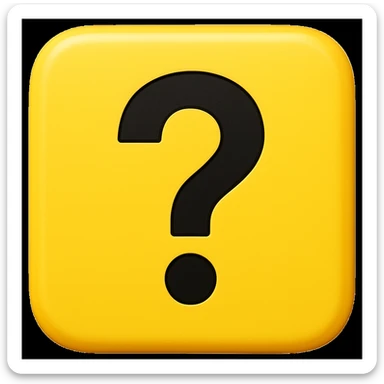Create a yellow square with a black question mark in emoji style, resembling classic emoji aesthetics. sticker