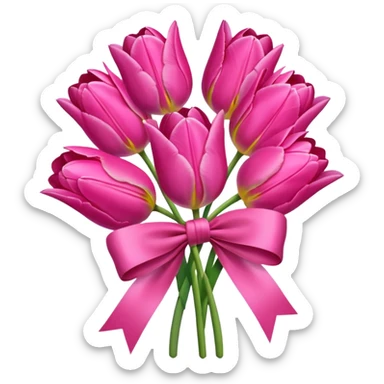 Pink tulips with a bow sticker