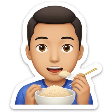 Gay Asian eating rice sticker
