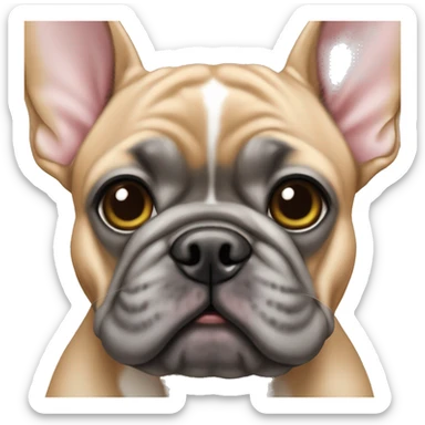 Portrait of Fawn color French bulldog face with grey muzzle and ears sticker