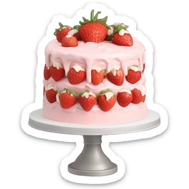 Light Pink strawberries and cream birthday cake without a plate sticker