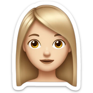 White girl with shoulder long brown hair and a half fringe  sticker