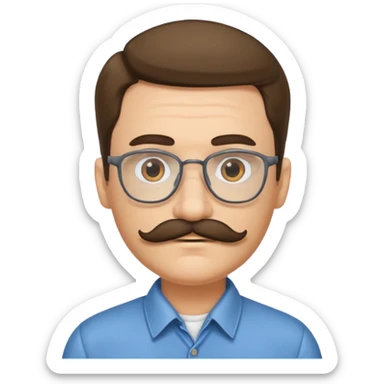 Man with mustache soul patch and glasses sticker