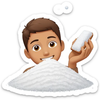 a smiling face sniffing a pile of salt sticker