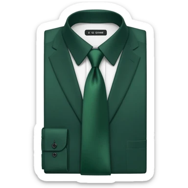 men's dark green tie on white shirt, minimalism, no emojis or faces, iOS emoji style sticker