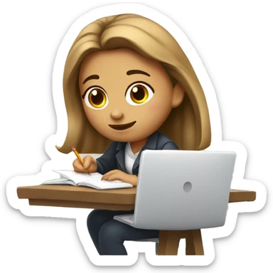 Bronde college girl studying maths sticker