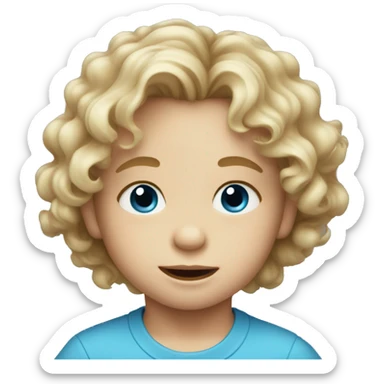 Toddler boy with wavy hair blue eyes sticker