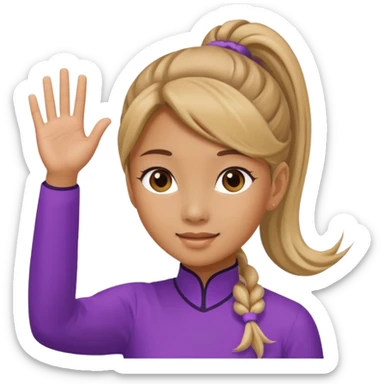 Mini poodle with Asia ponytail hair girl say goodbye sticker